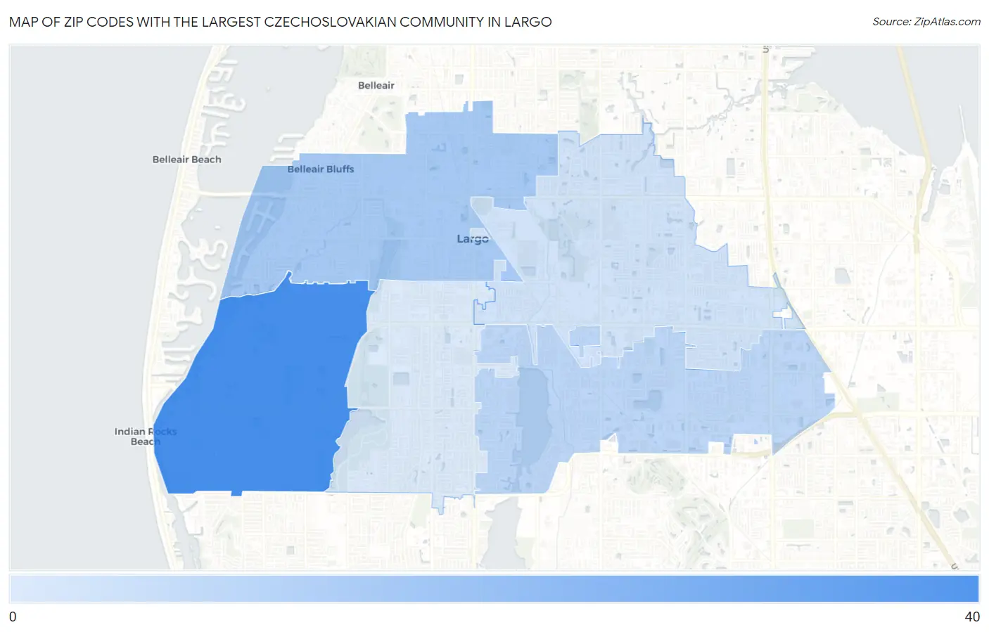 Zip Codes with the Largest Czechoslovakian Community in Largo Map