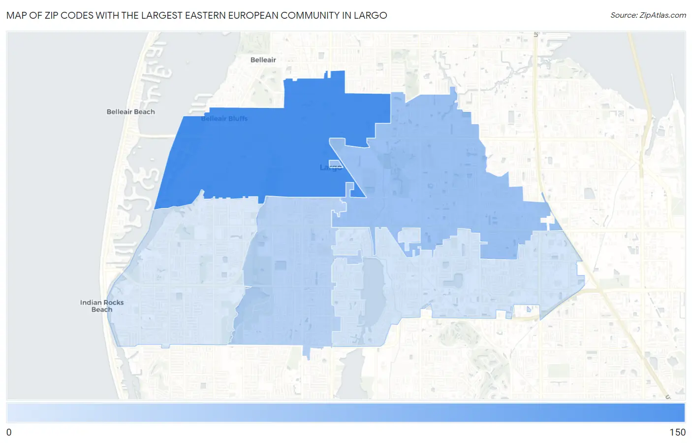 Zip Codes with the Largest Eastern European Community in Largo Map