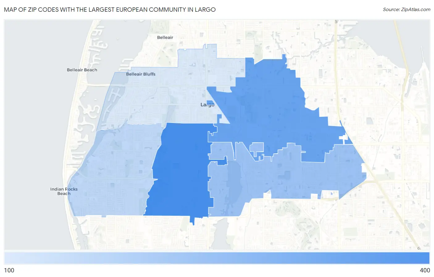 Zip Codes with the Largest European Community in Largo Map