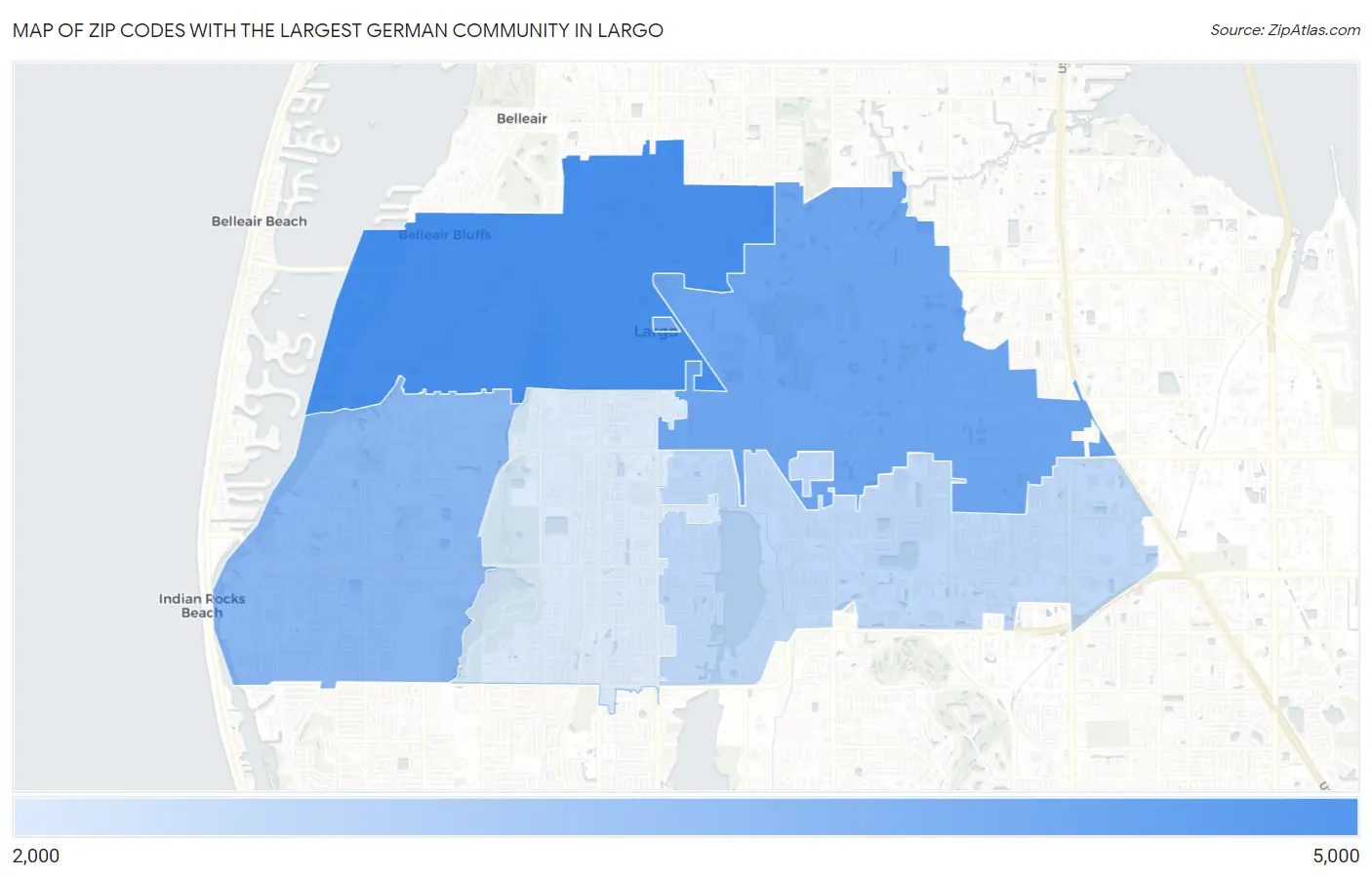 Zip Codes with the Largest German Community in Largo Map