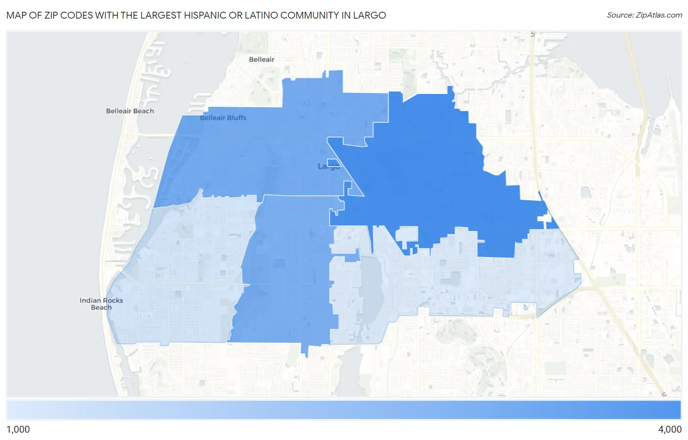 Zip Codes with the Largest Hispanic or Latino Community in Largo Map
