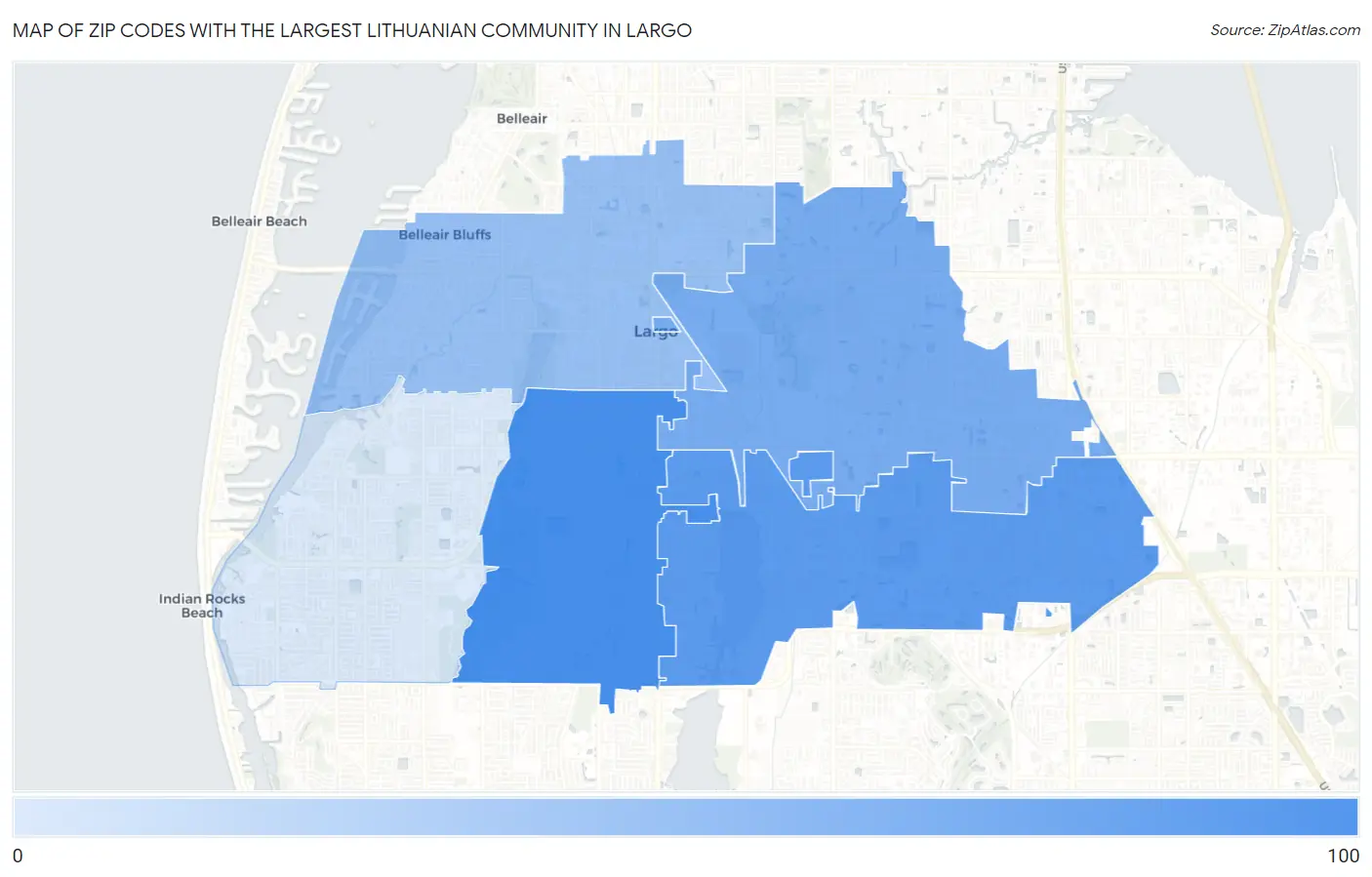 Zip Codes with the Largest Lithuanian Community in Largo Map