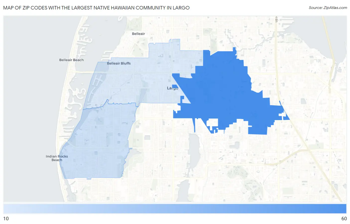 Zip Codes with the Largest Native Hawaiian Community in Largo Map
