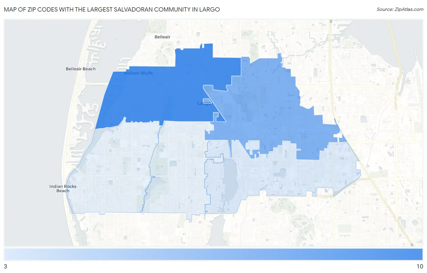 Zip Codes with the Largest Salvadoran Community in Largo Map