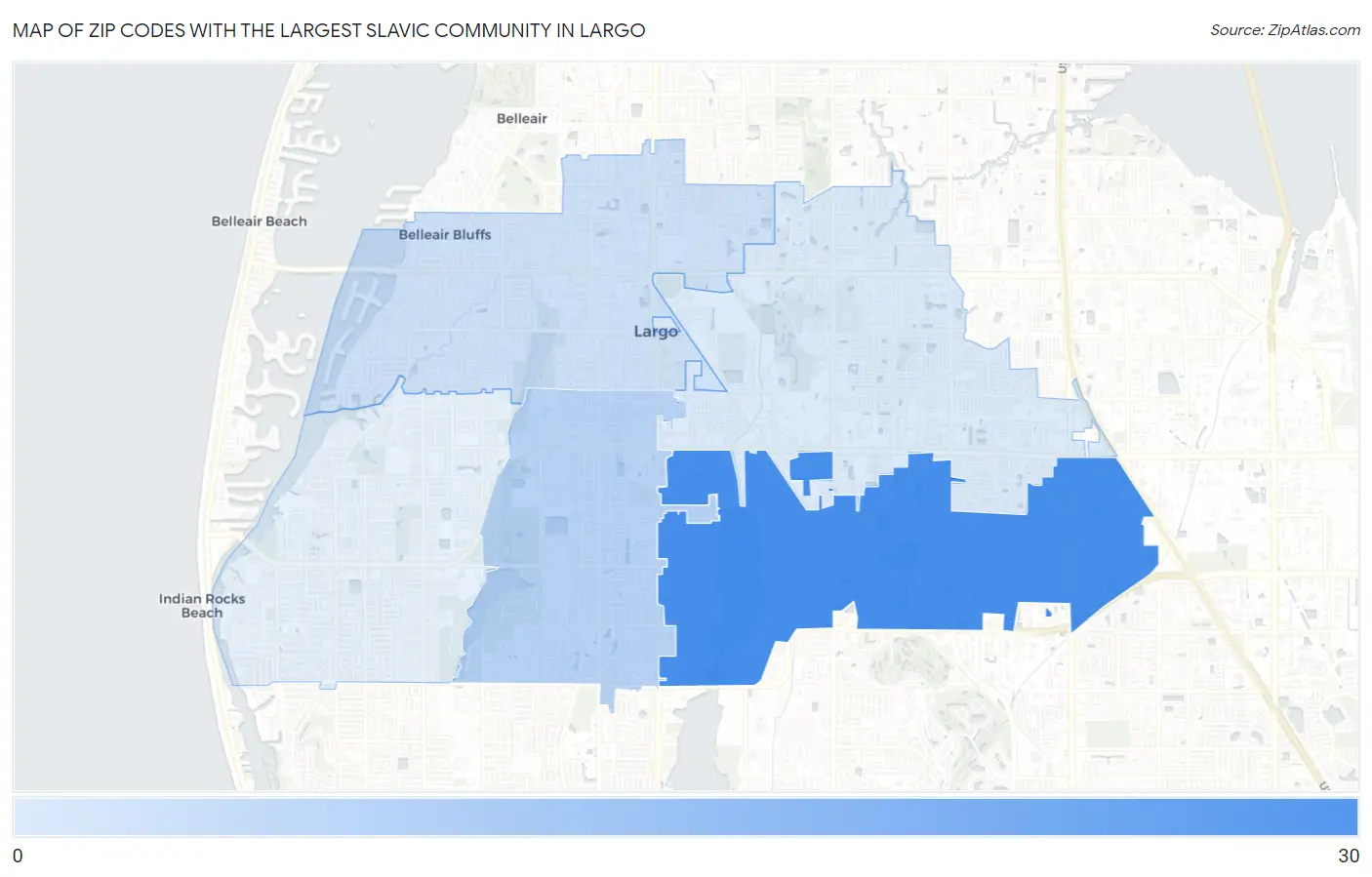 Zip Codes with the Largest Slavic Community in Largo Map