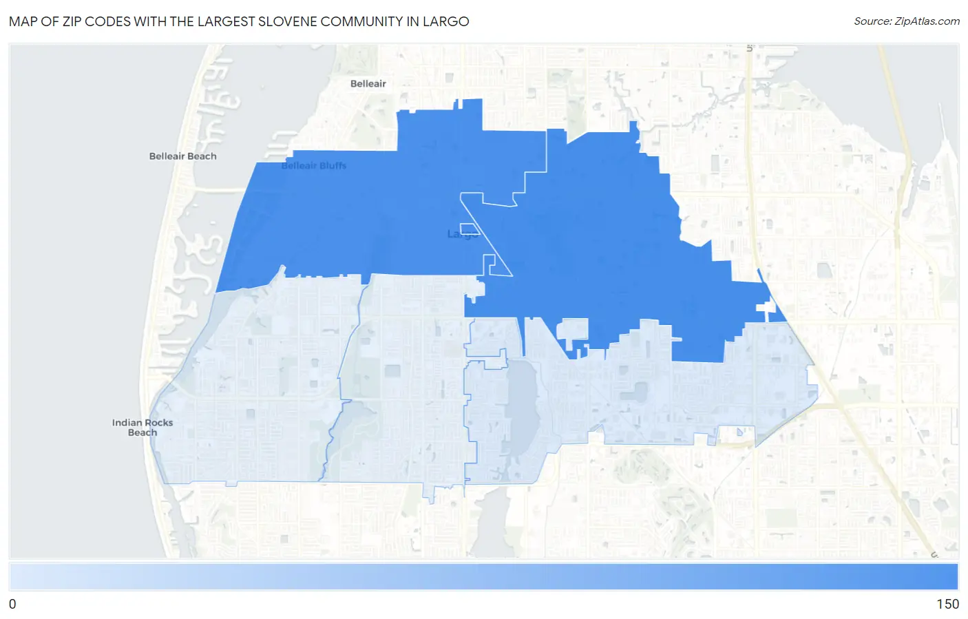 Zip Codes with the Largest Slovene Community in Largo Map