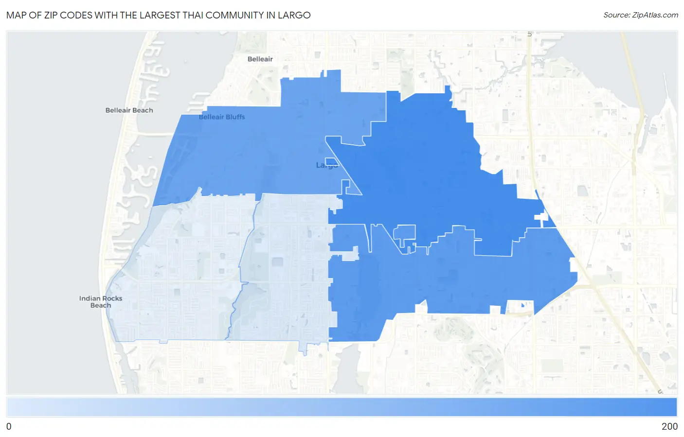 Zip Codes with the Largest Thai Community in Largo Map