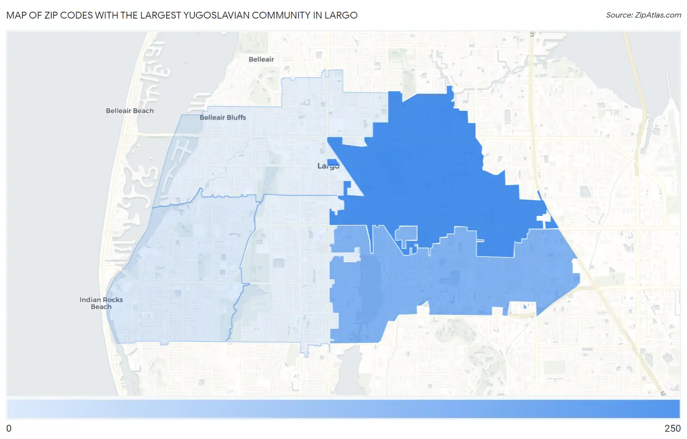 Zip Codes with the Largest Yugoslavian Community in Largo Map