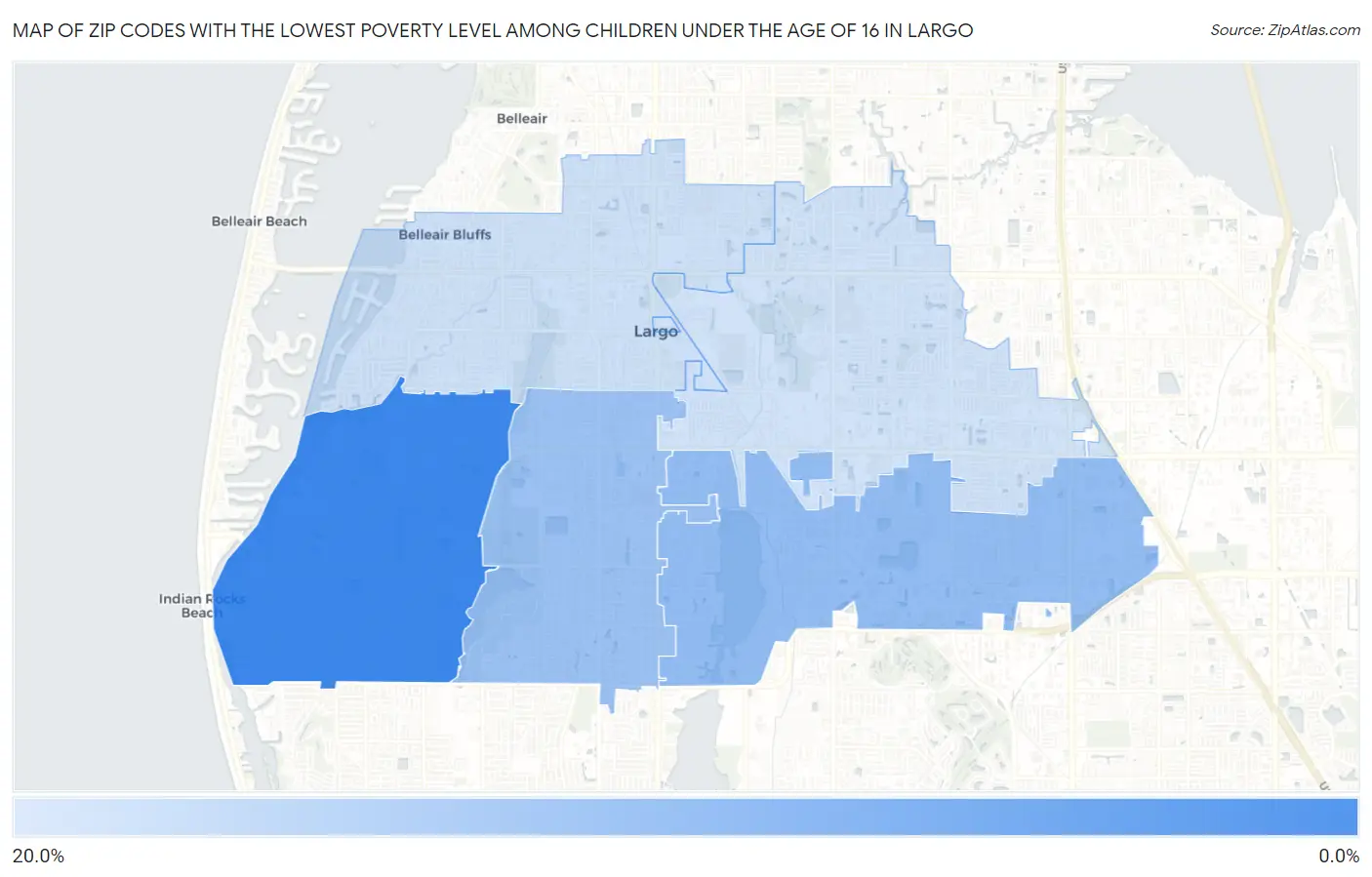 Zip Codes with the Lowest Poverty Level Among Children Under the Age of 16 in Largo Map