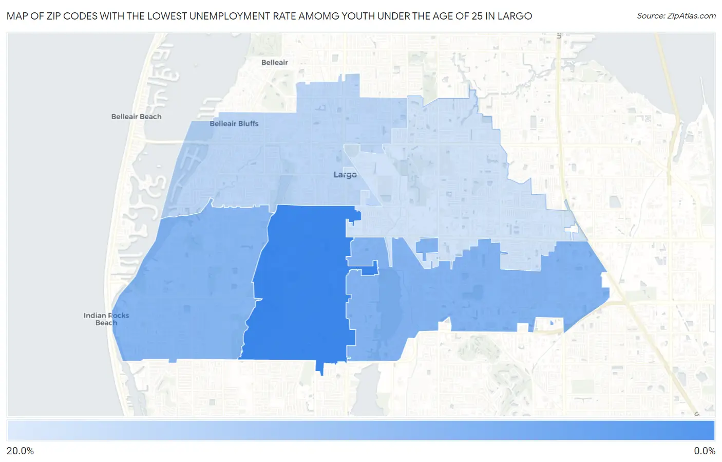 Zip Codes with the Lowest Unemployment Rate Amomg Youth Under the Age of 25 in Largo Map
