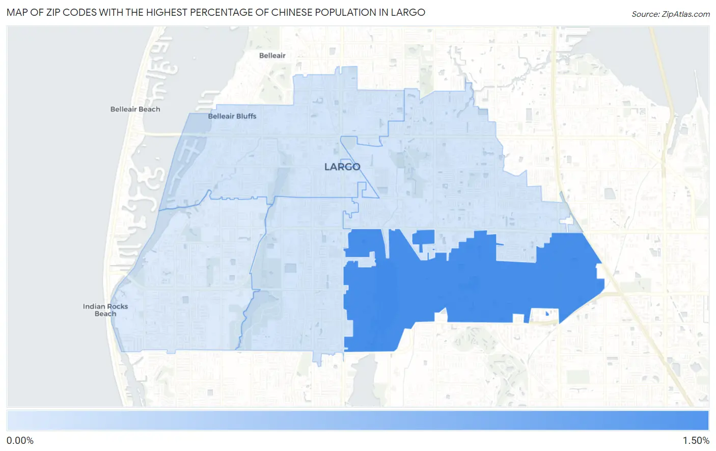Zip Codes with the Highest Percentage of Chinese Population in Largo Map