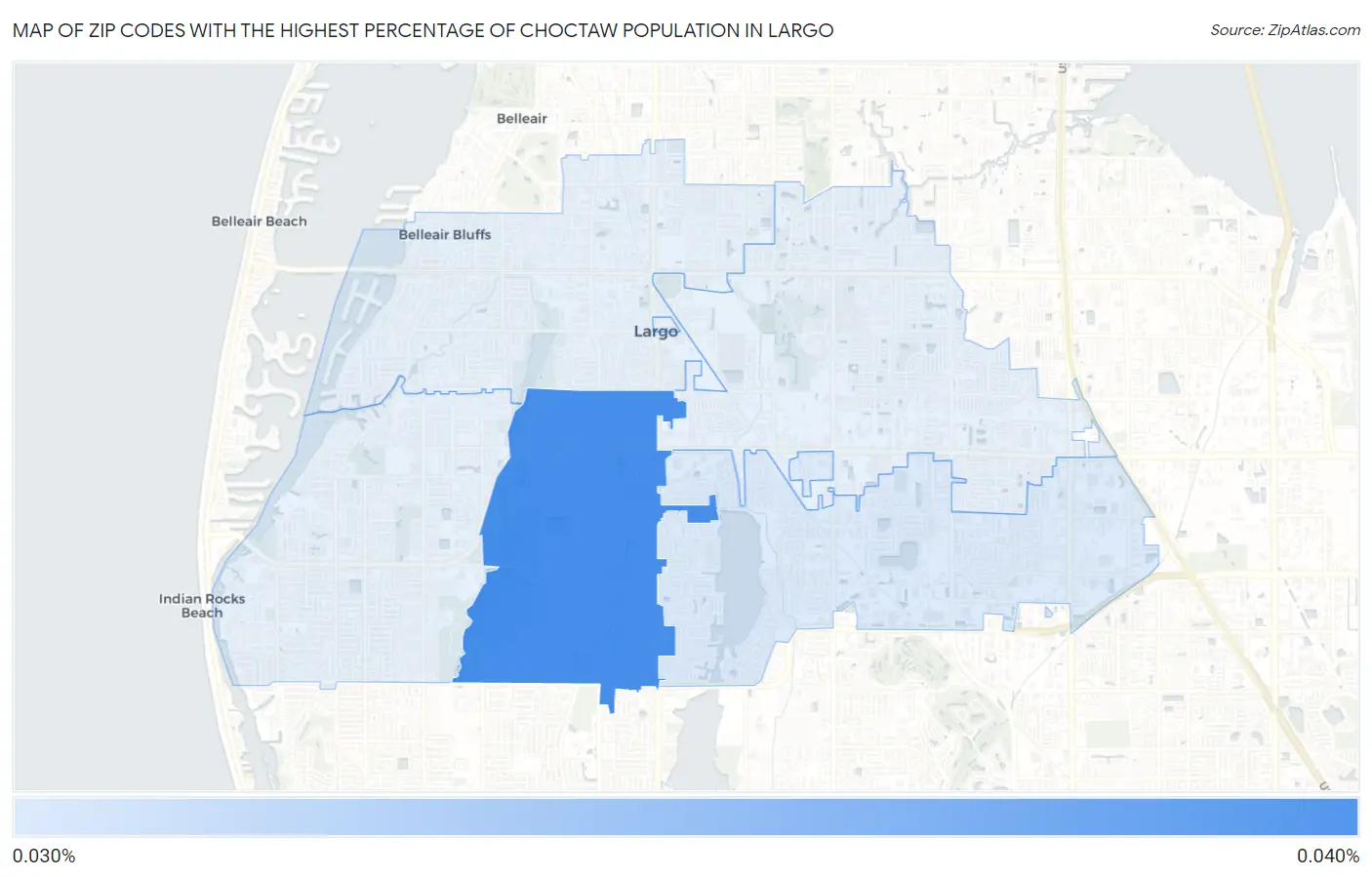 Zip Codes with the Highest Percentage of Choctaw Population in Largo Map