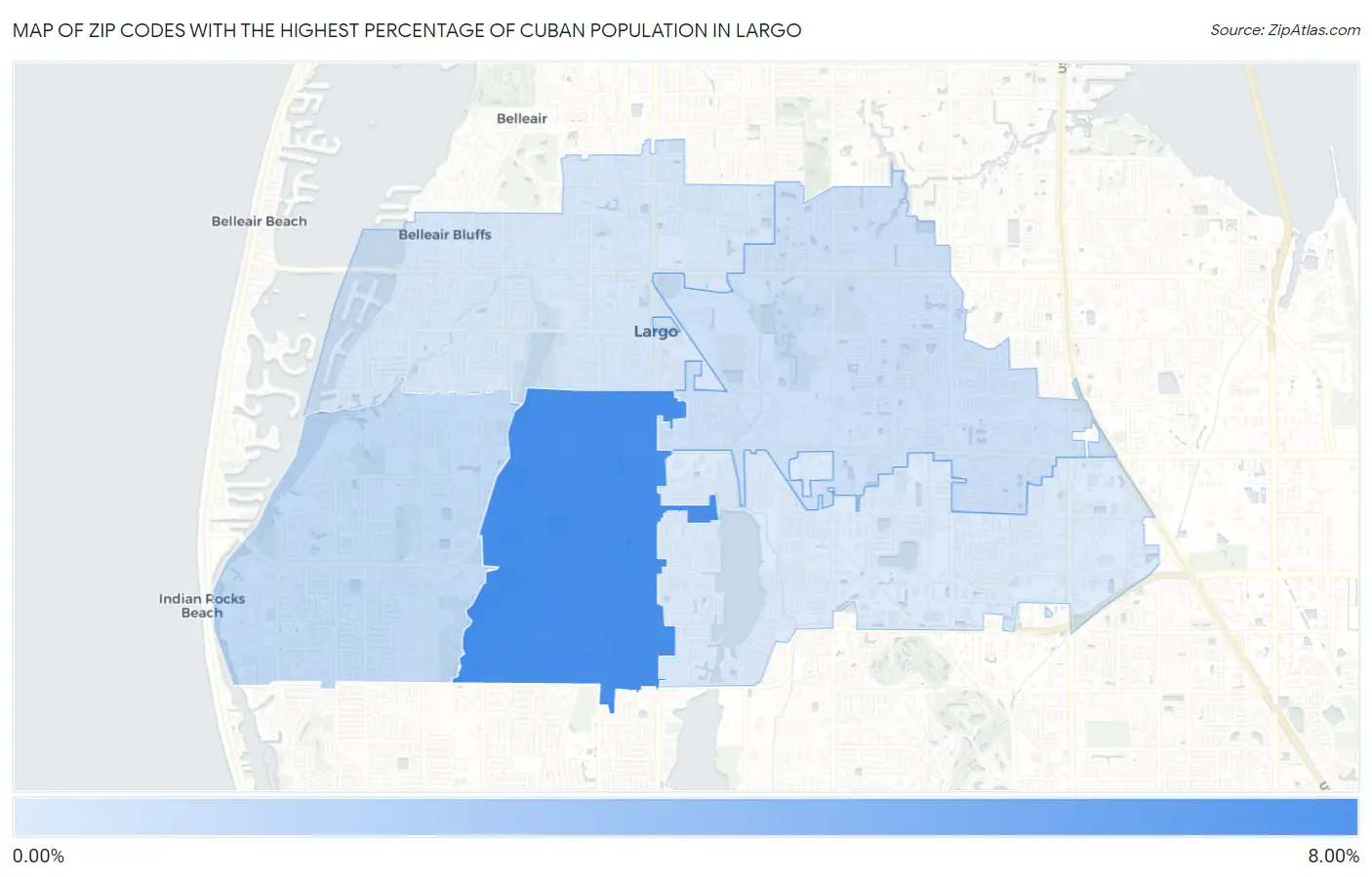 Zip Codes with the Highest Percentage of Cuban Population in Largo Map
