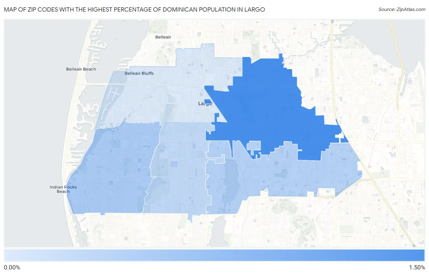 Zip Codes with the Highest Percentage of Dominican Population in Largo Map