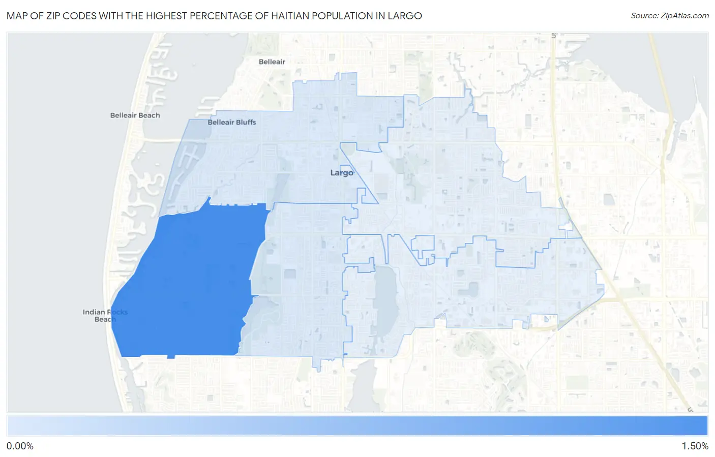 Zip Codes with the Highest Percentage of Haitian Population in Largo Map