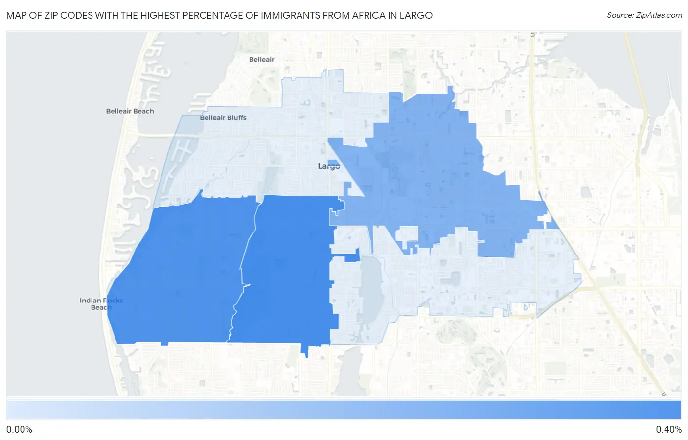 Zip Codes with the Highest Percentage of Immigrants from Africa in Largo Map