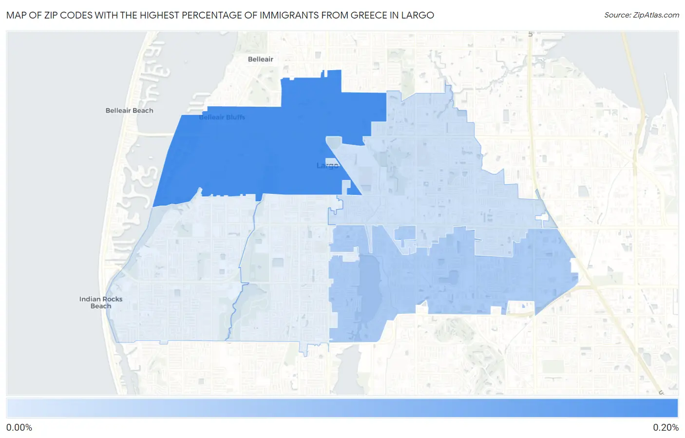 Zip Codes with the Highest Percentage of Immigrants from Greece in Largo Map