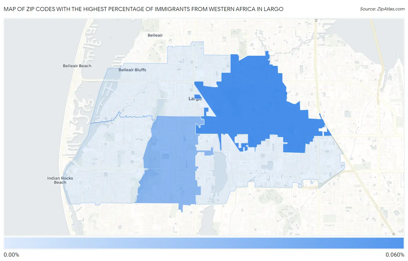 Zip Codes with the Highest Percentage of Immigrants from Western Africa in Largo Map