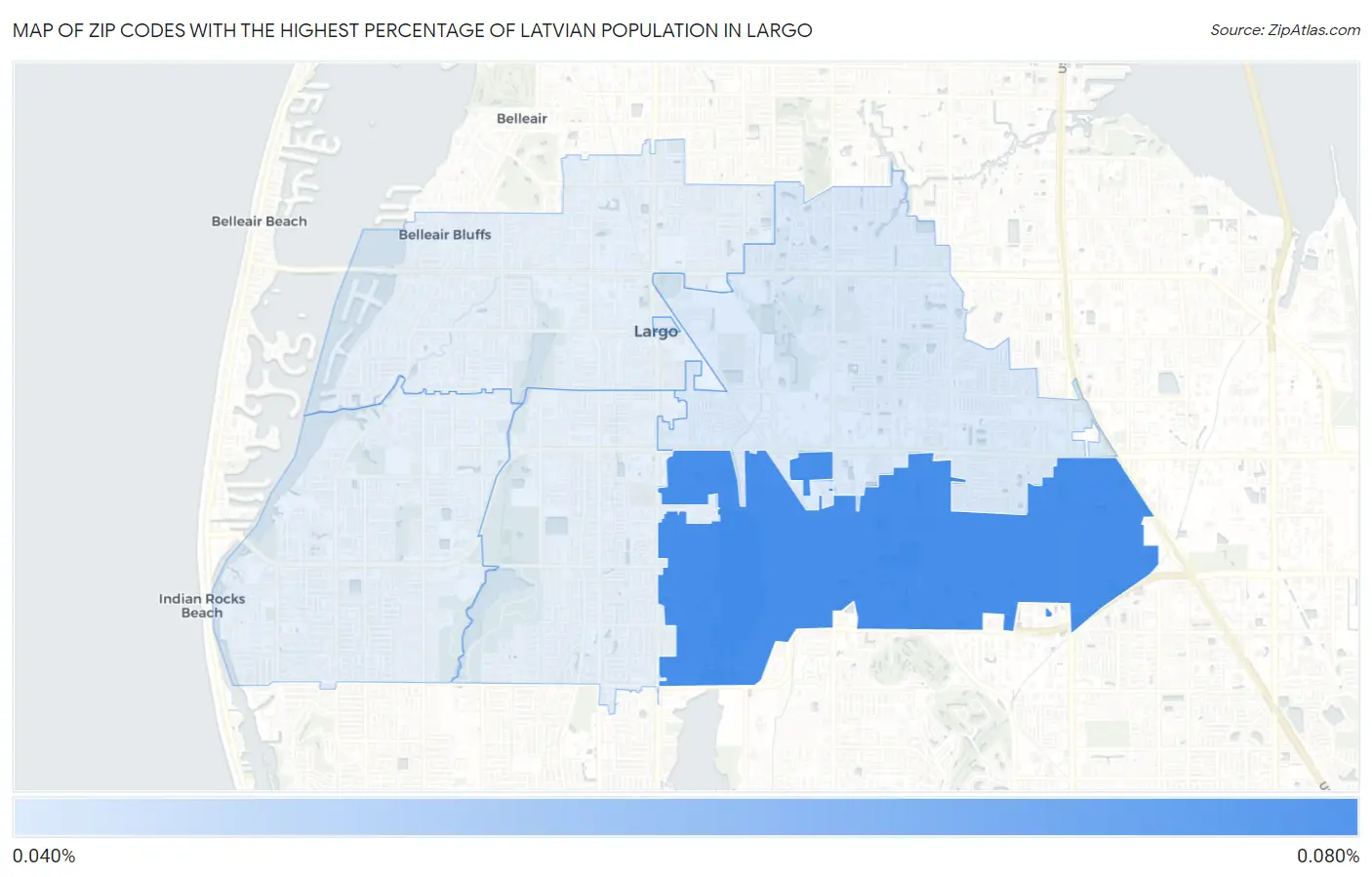 Zip Codes with the Highest Percentage of Latvian Population in Largo Map
