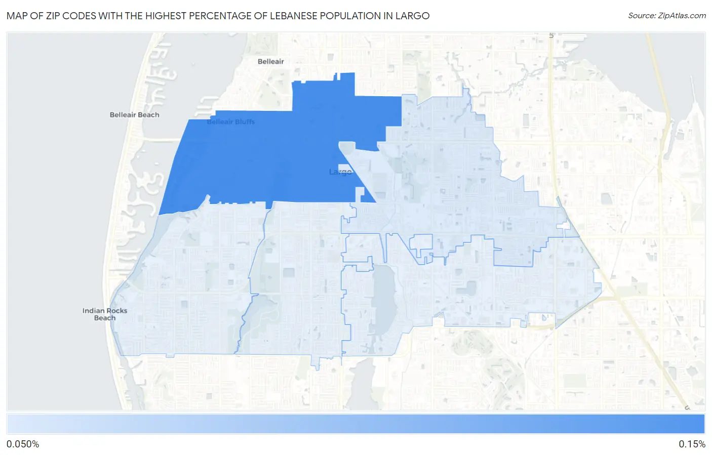 Zip Codes with the Highest Percentage of Lebanese Population in Largo Map