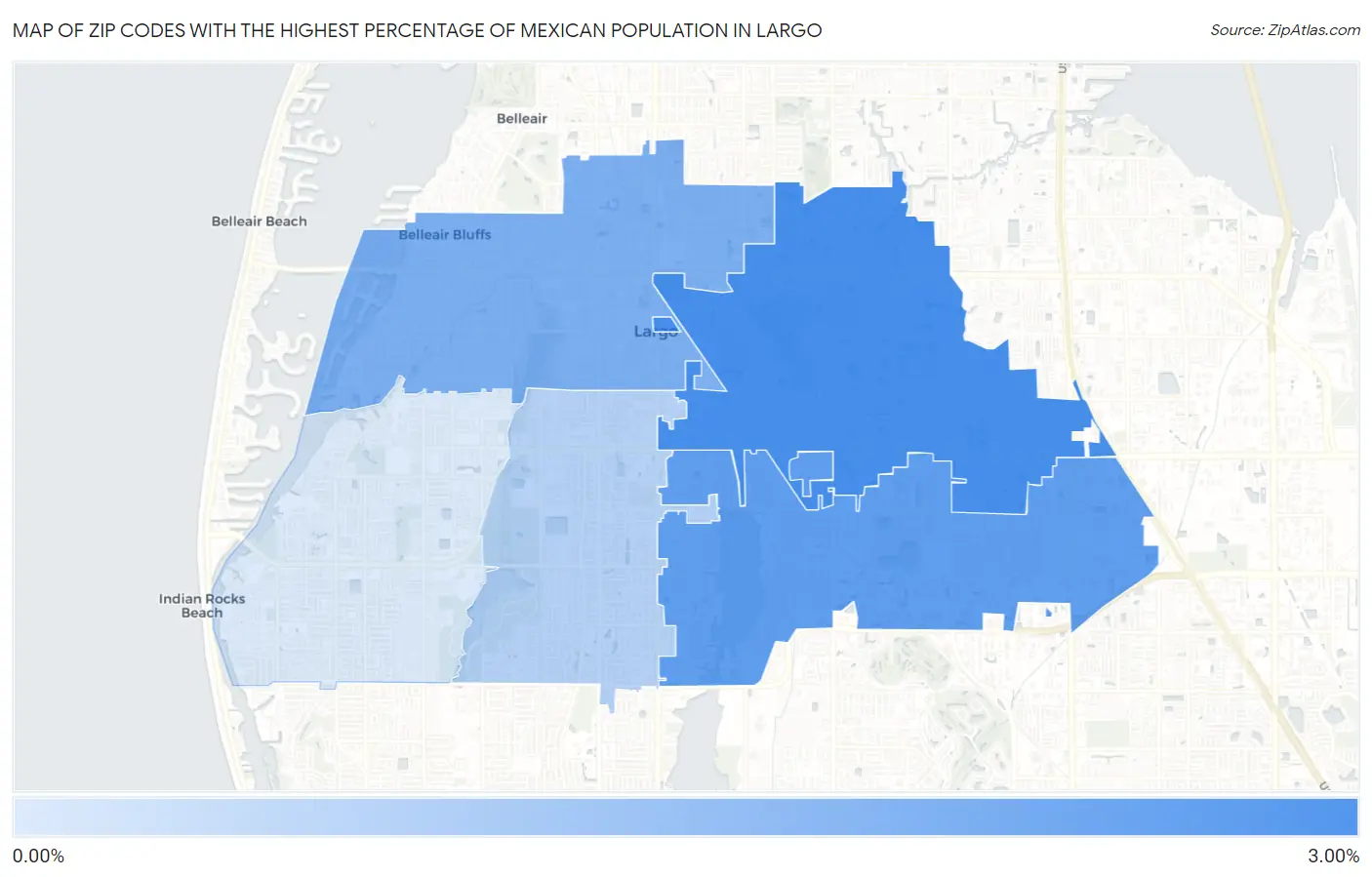 Zip Codes with the Highest Percentage of Mexican Population in Largo Map