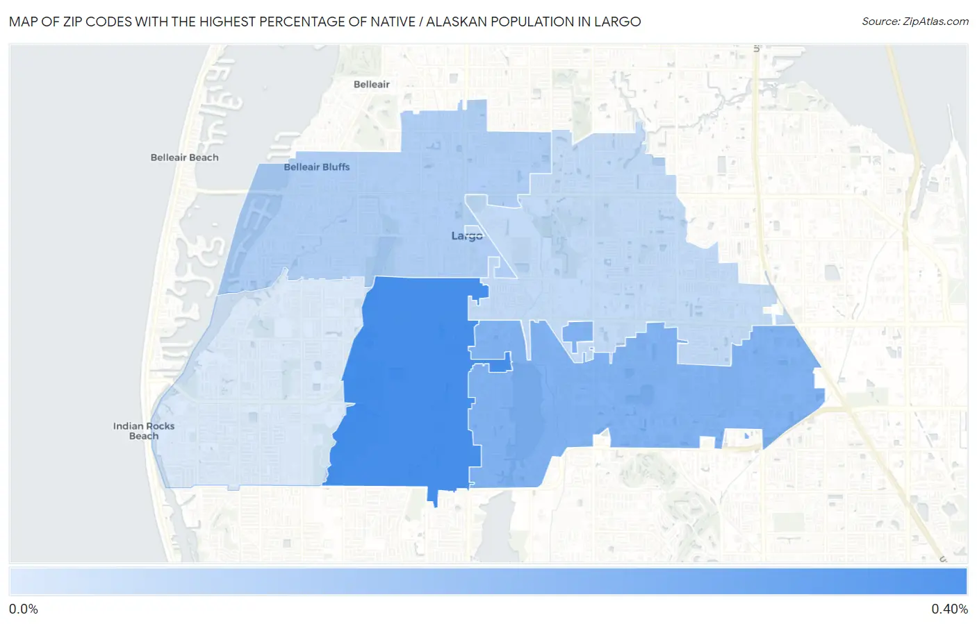 Zip Codes with the Highest Percentage of Native / Alaskan Population in Largo Map