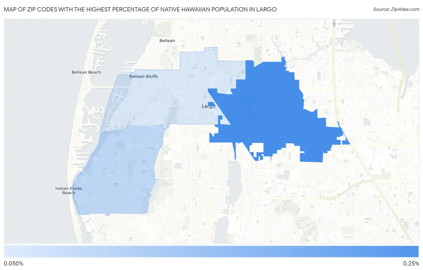 Zip Codes with the Highest Percentage of Native Hawaiian Population in Largo Map