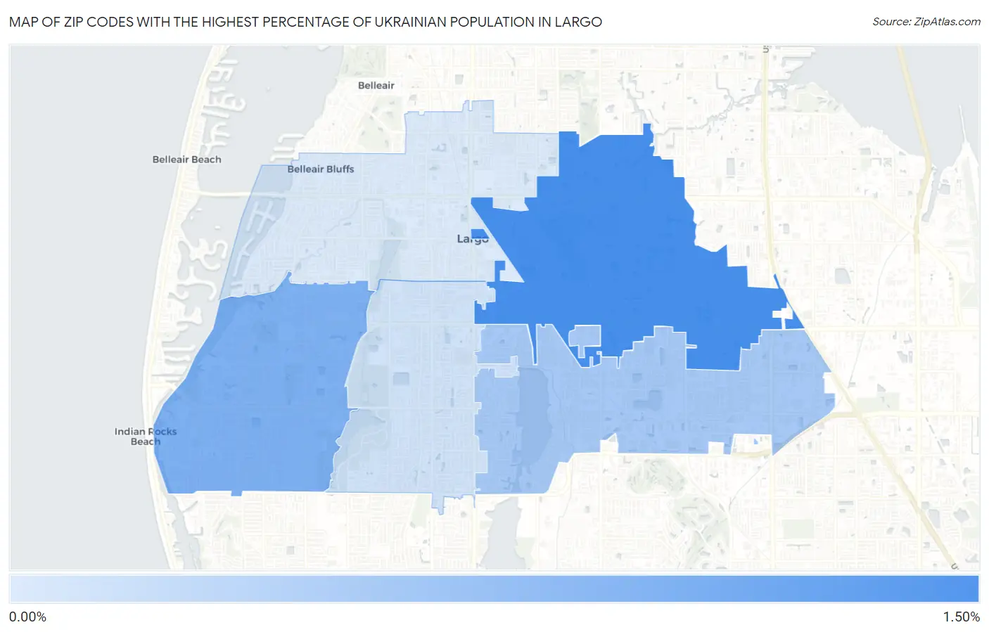 Zip Codes with the Highest Percentage of Ukrainian Population in Largo Map