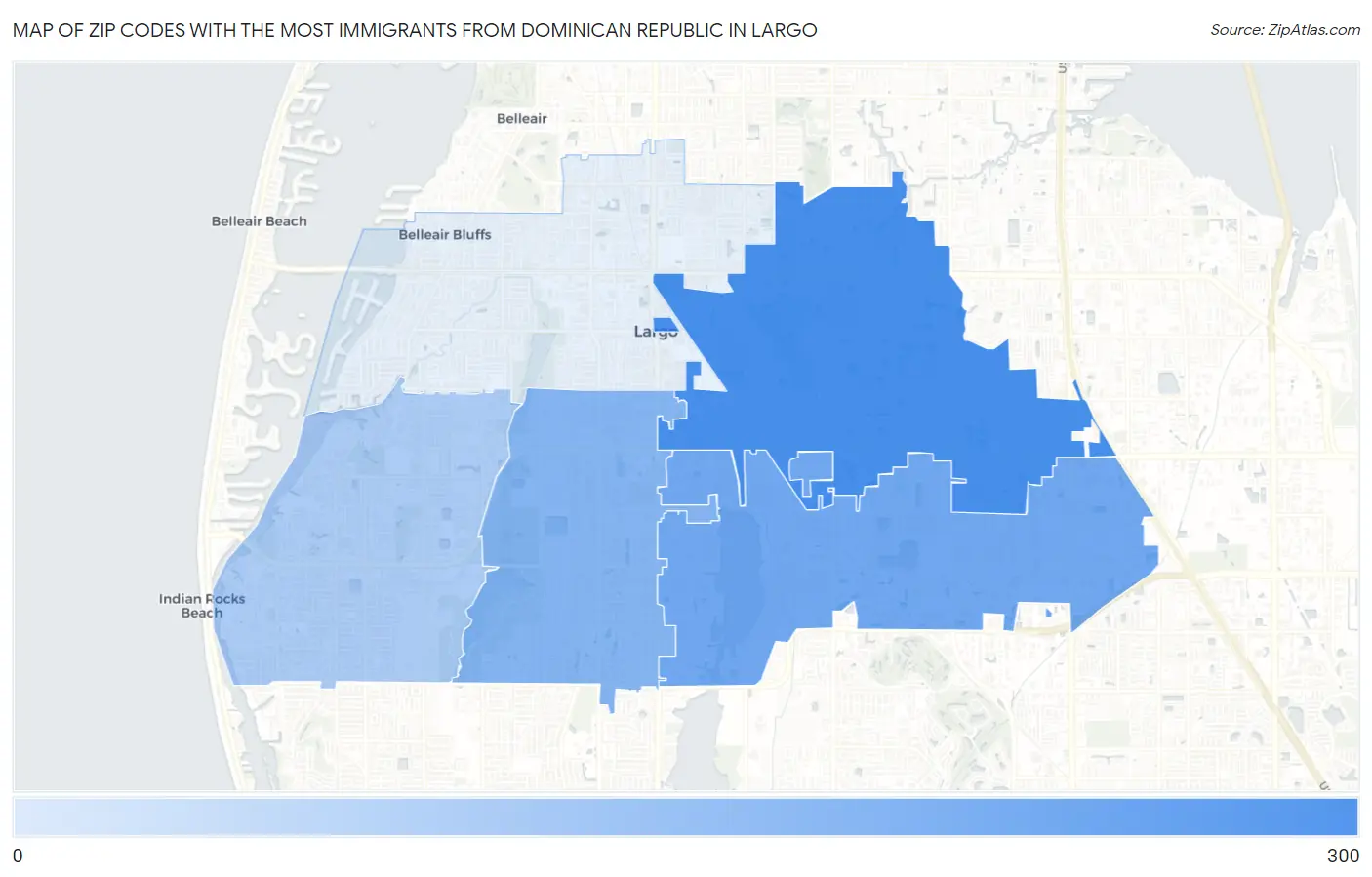 Zip Codes with the Most Immigrants from Dominican Republic in Largo Map