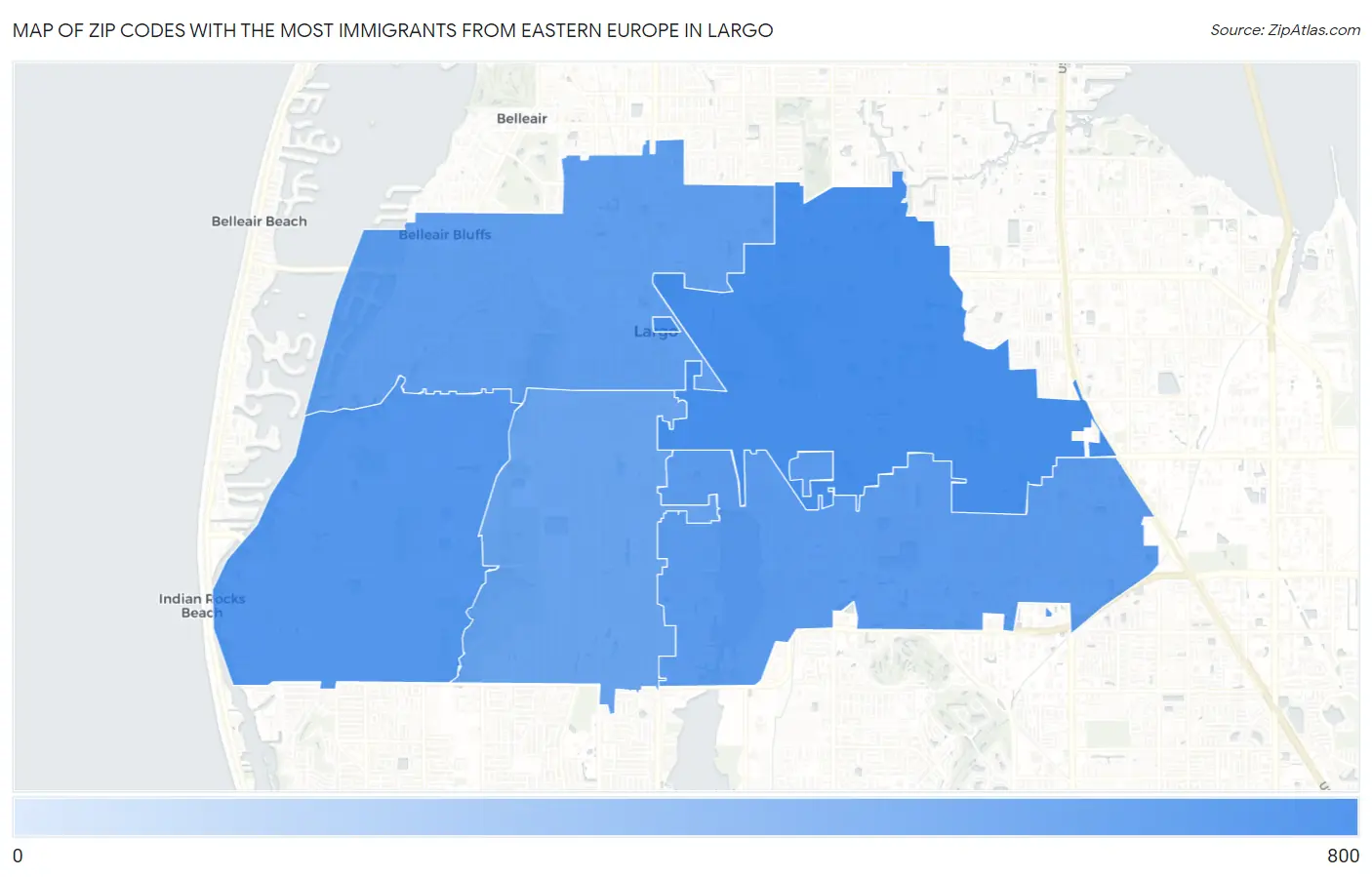 Zip Codes with the Most Immigrants from Eastern Europe in Largo Map
