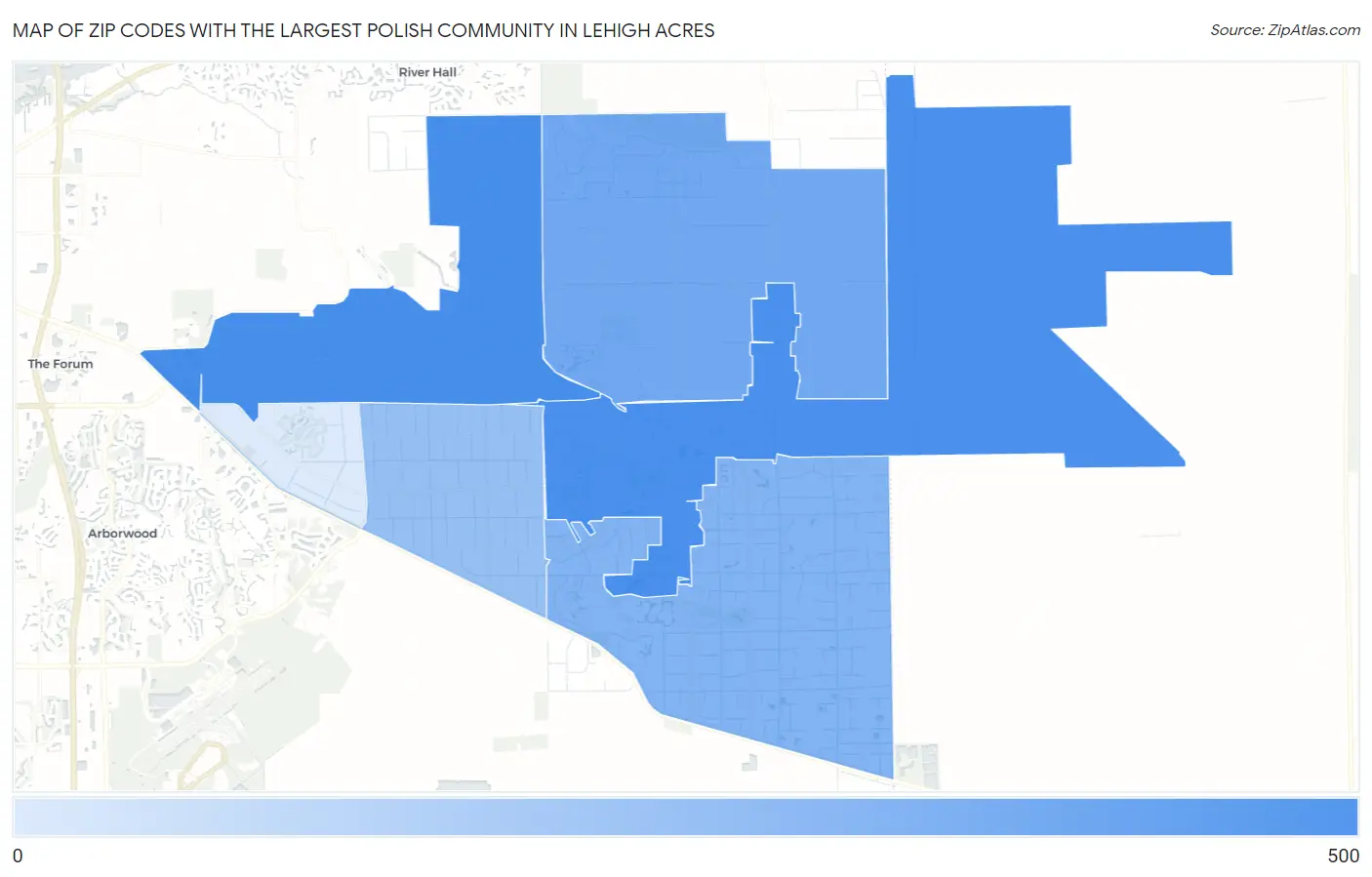 Zip Codes with the Largest Polish Community in Lehigh Acres Map