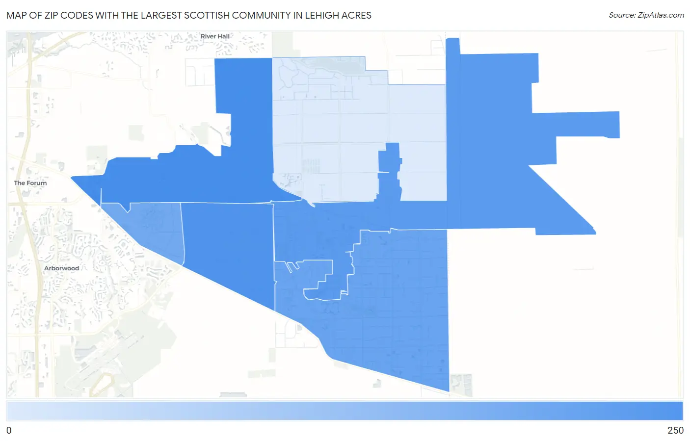 Zip Codes with the Largest Scottish Community in Lehigh Acres Map