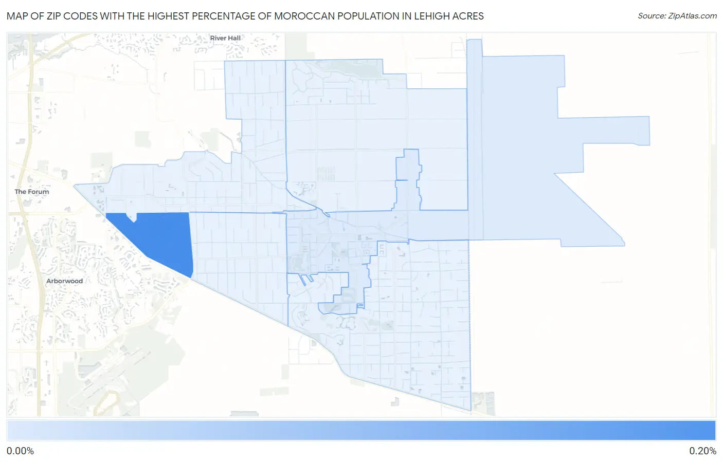 Zip Codes with the Highest Percentage of Moroccan Population in Lehigh Acres Map