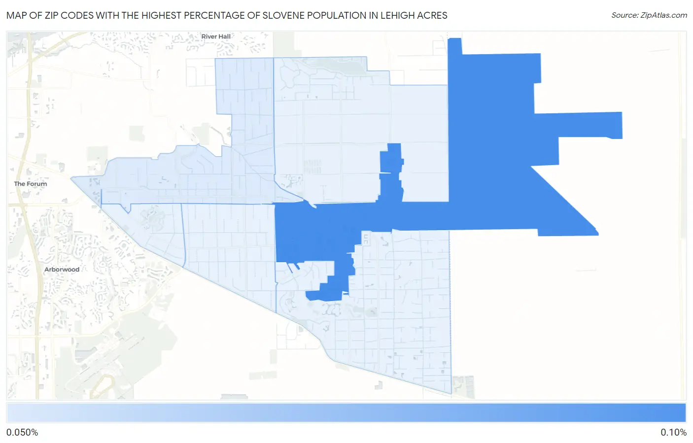 Zip Codes with the Highest Percentage of Slovene Population in Lehigh Acres Map