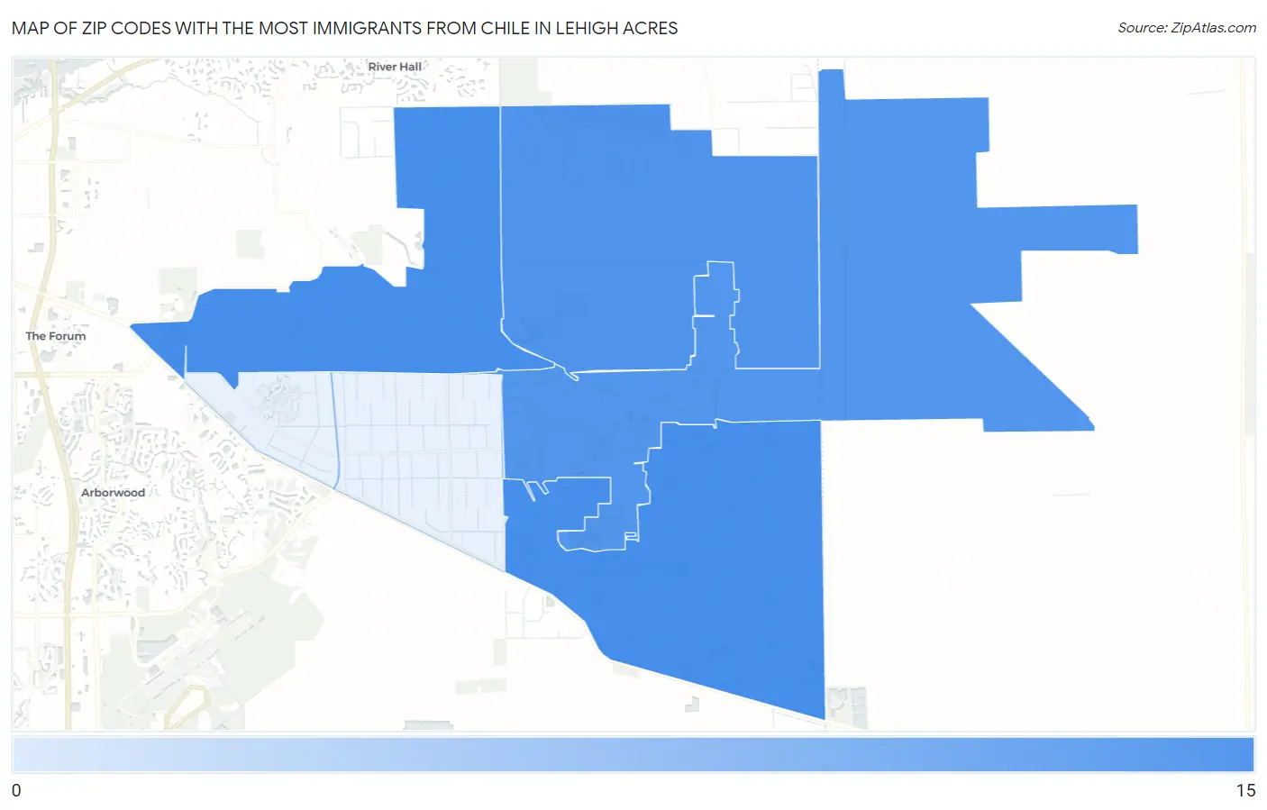 Zip Codes with the Most Immigrants from Chile in Lehigh Acres Map