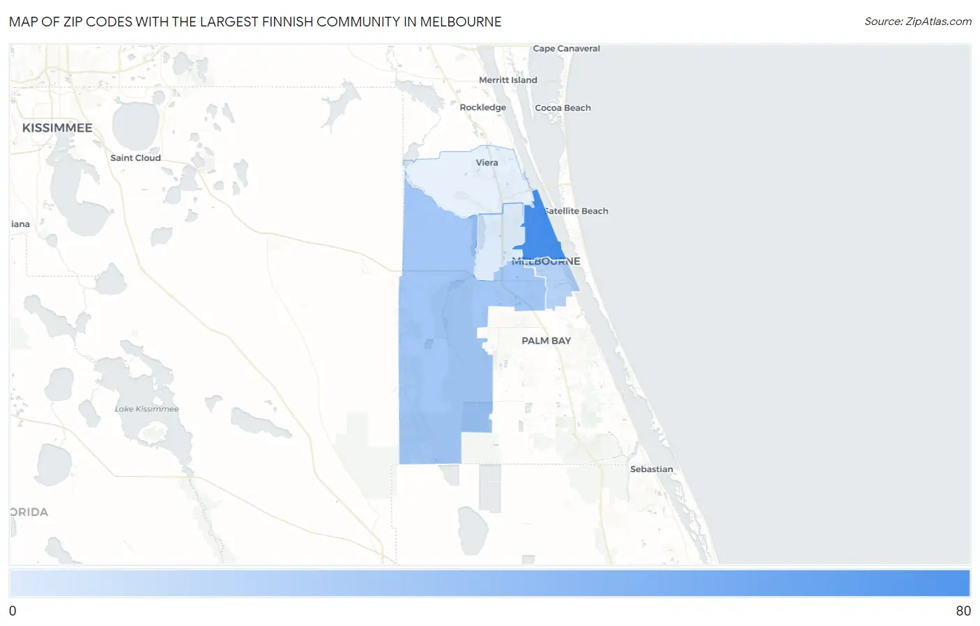Zip Codes with the Largest Finnish Community in Melbourne Map