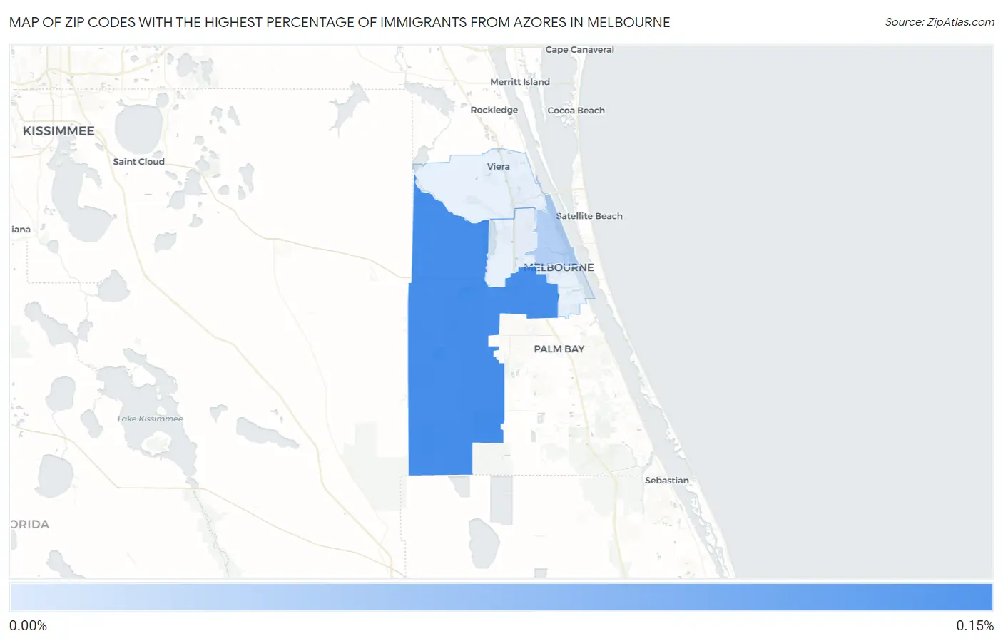 Zip Codes with the Highest Percentage of Immigrants from Azores in Melbourne Map