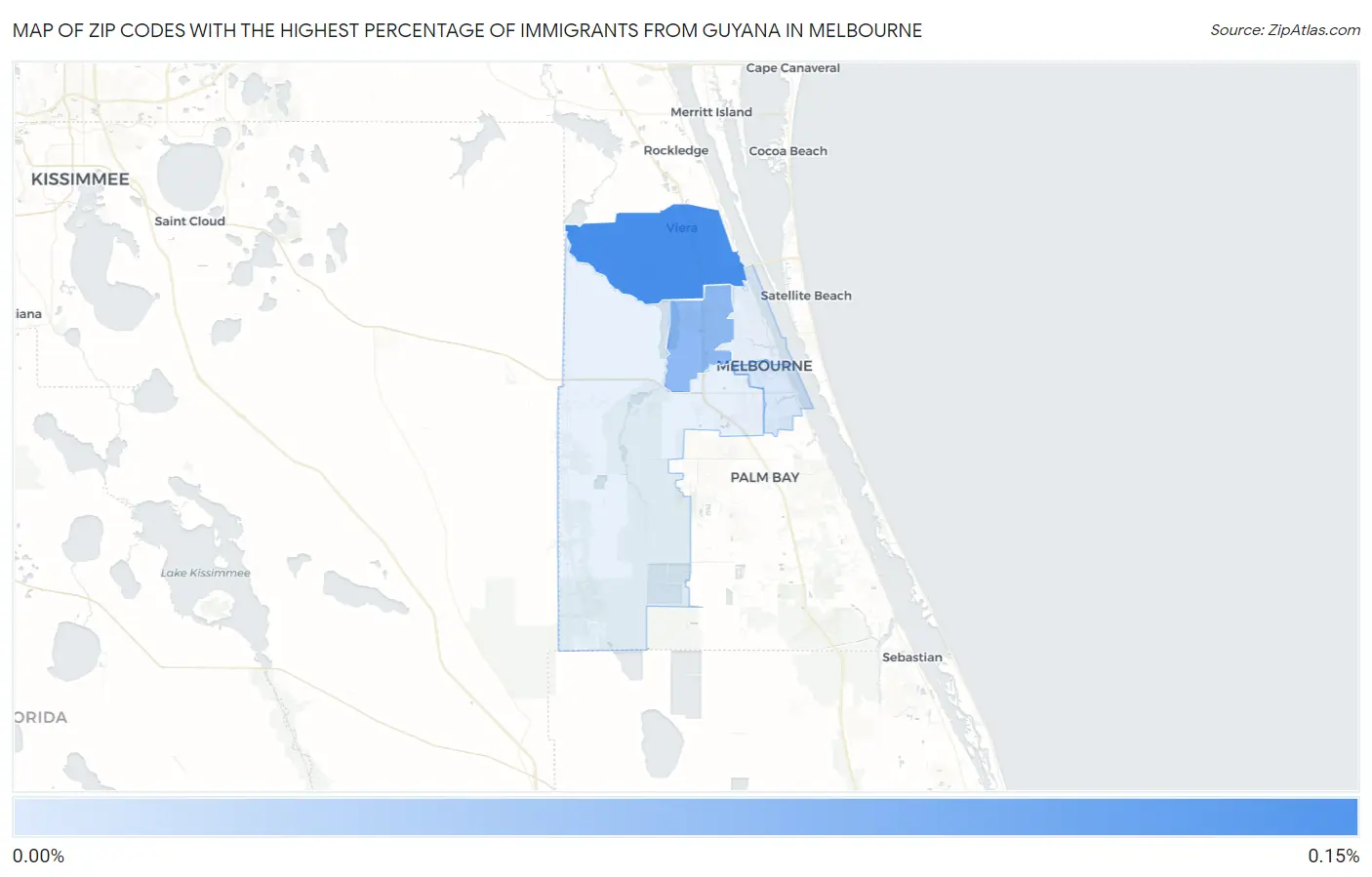 Zip Codes with the Highest Percentage of Immigrants from Guyana in Melbourne Map