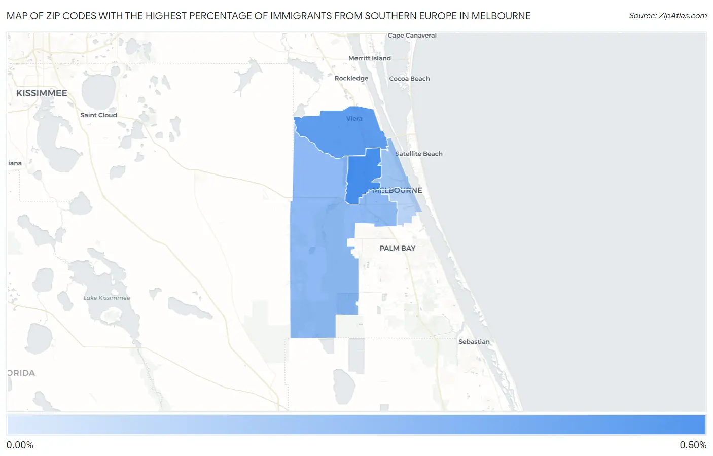 Zip Codes with the Highest Percentage of Immigrants from Southern Europe in Melbourne Map