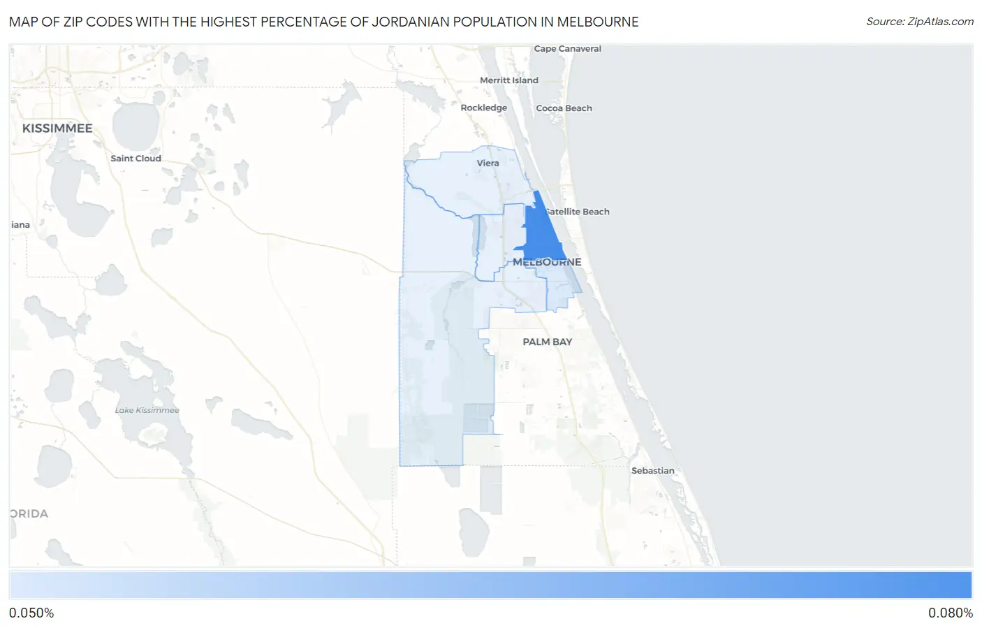 Zip Codes with the Highest Percentage of Jordanian Population in Melbourne Map