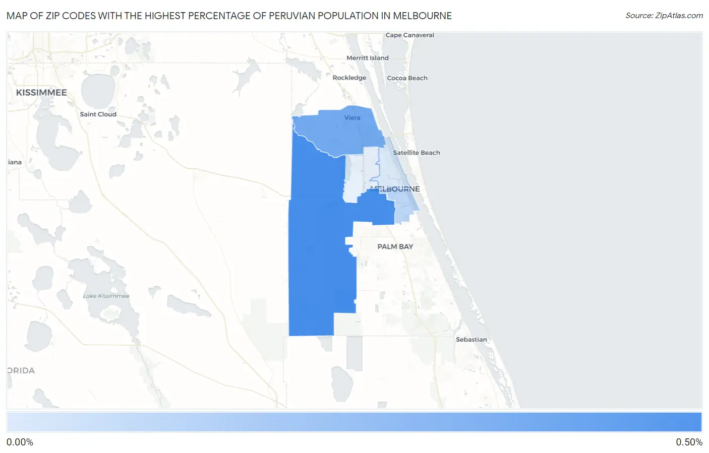 Zip Codes with the Highest Percentage of Peruvian Population in Melbourne Map