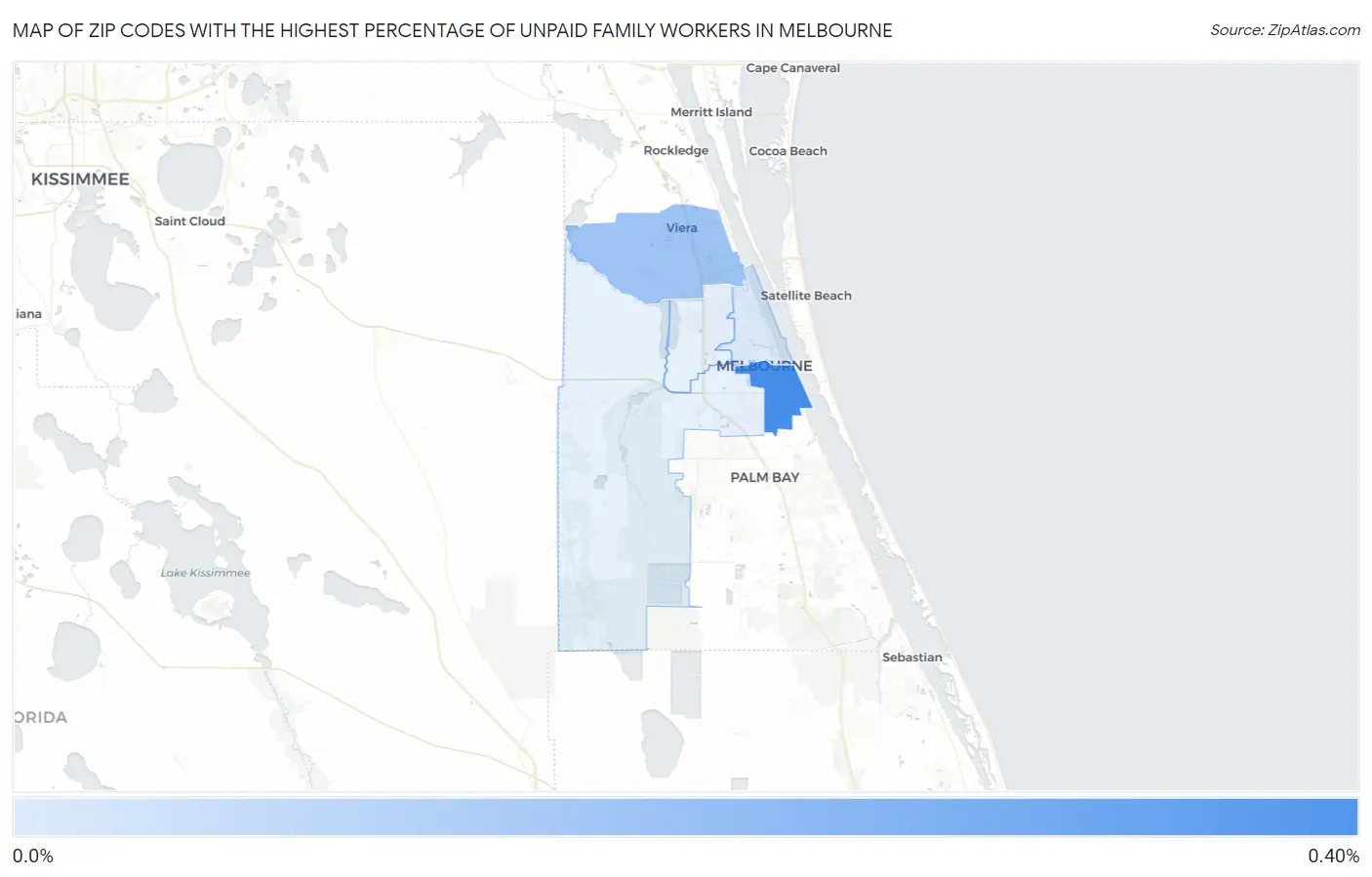 Zip Codes with the Highest Percentage of Unpaid Family Workers in Melbourne Map