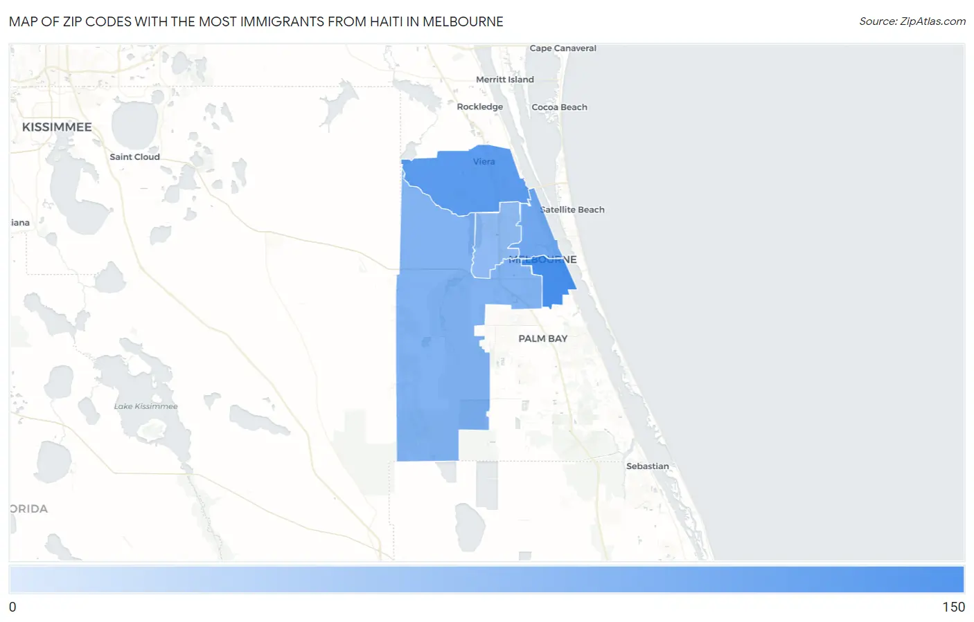 Zip Codes with the Most Immigrants from Haiti in Melbourne Map