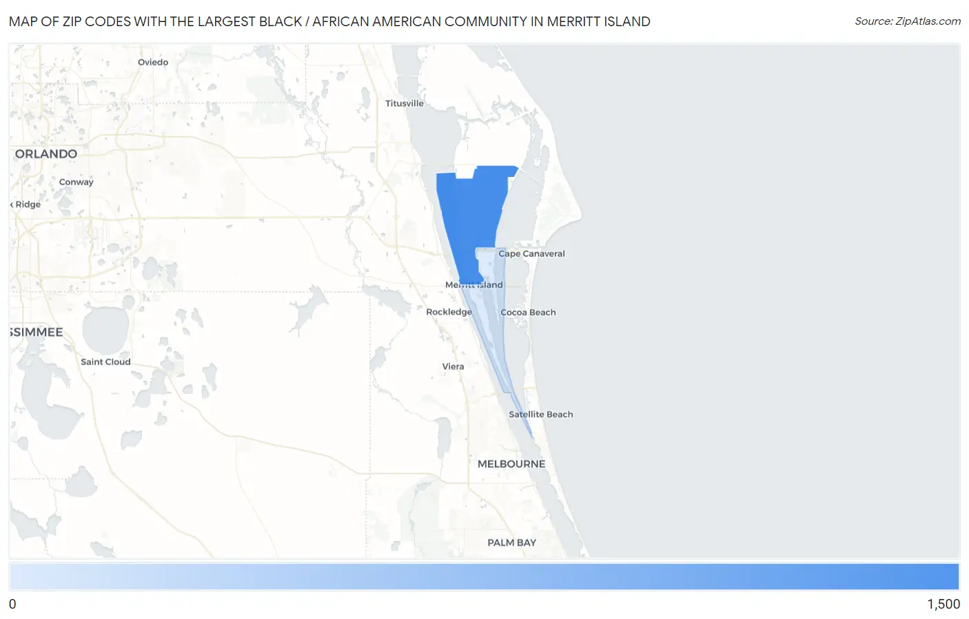 Zip Codes with the Largest Black / African American Community in Merritt Island Map