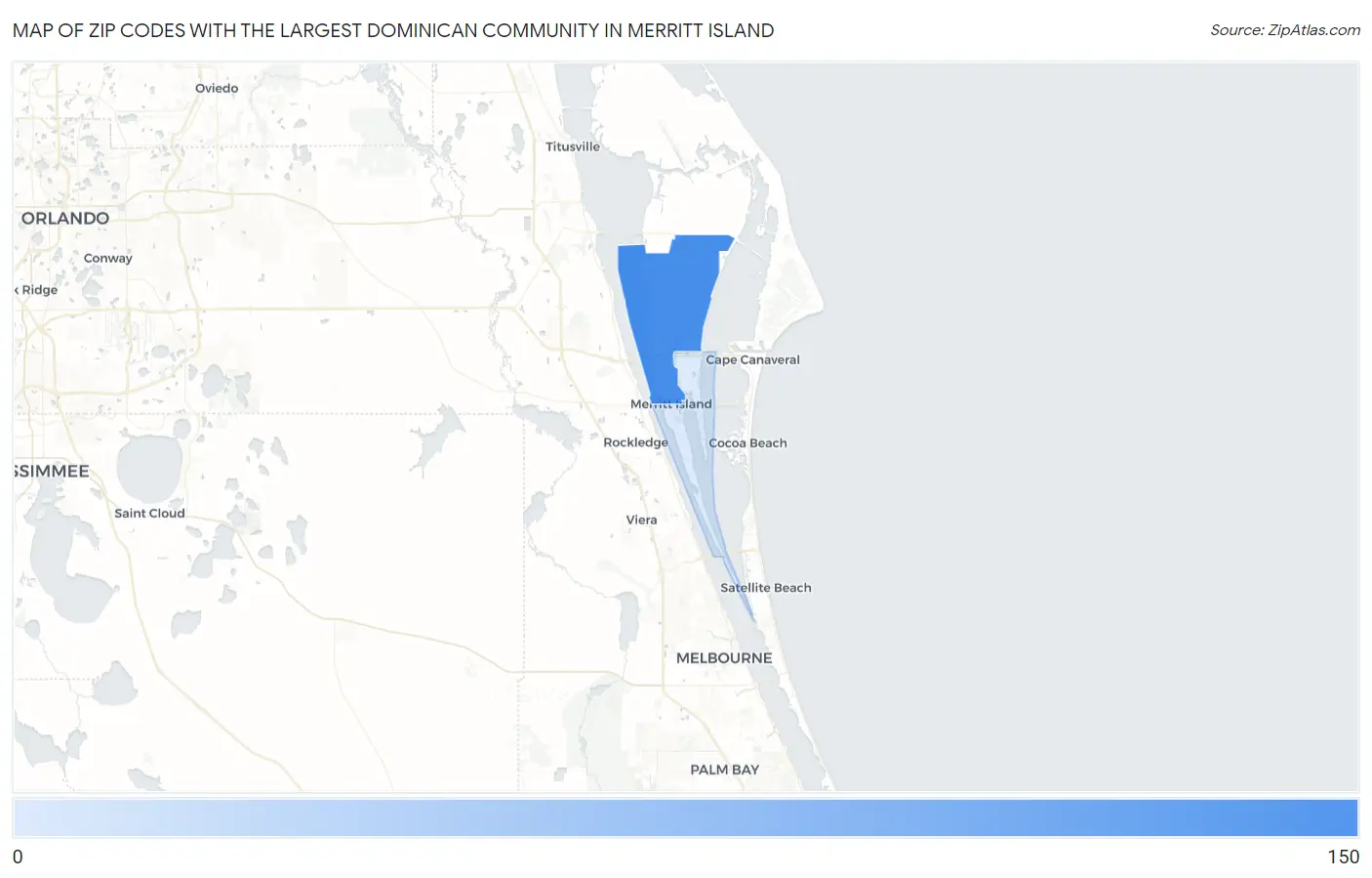 Zip Codes with the Largest Dominican Community in Merritt Island Map