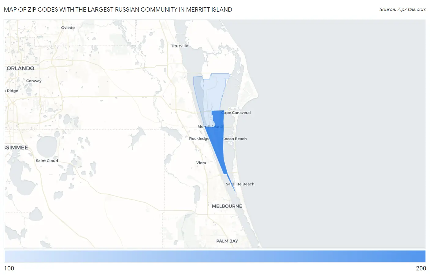 Zip Codes with the Largest Russian Community in Merritt Island Map