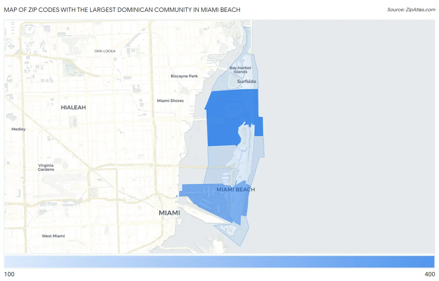 Zip Codes with the Largest Dominican Community in Miami Beach Map