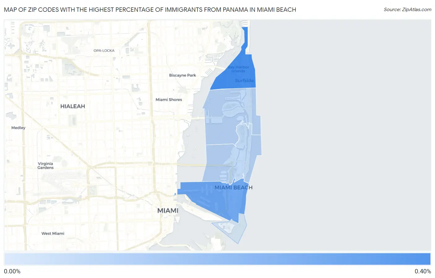 Zip Codes with the Highest Percentage of Immigrants from Panama in Miami Beach Map