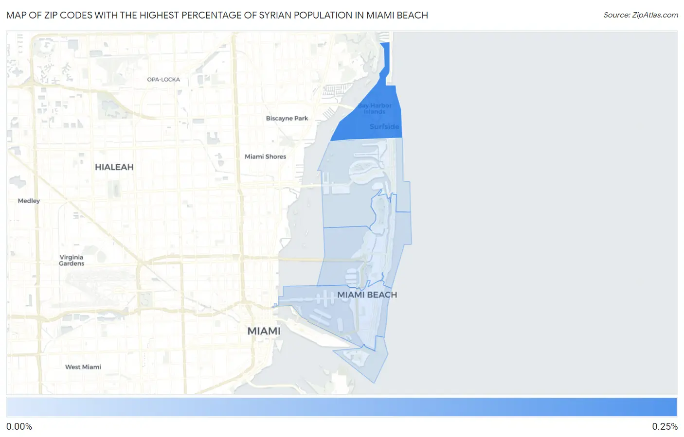Zip Codes with the Highest Percentage of Syrian Population in Miami Beach Map