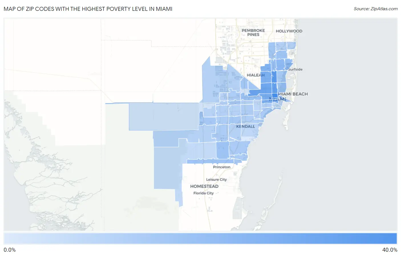 Zip Codes with the Highest Poverty Level in Miami Map